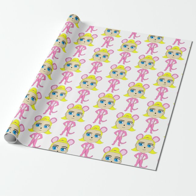 pink catgirl     wrapping paper (Unrolled)