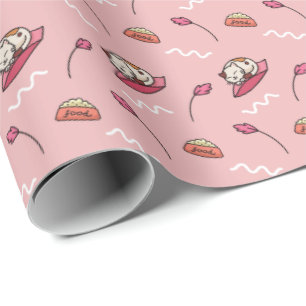 Pink Cats and Food Dish Wrapping Paper
