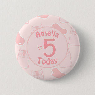 Pink Cats and Jellybeans Custom Age Birthday Button