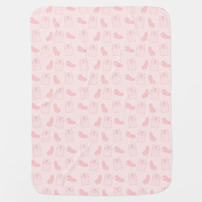 Pink Cats and Jellybeans Pattern Baby Blanket (Front)