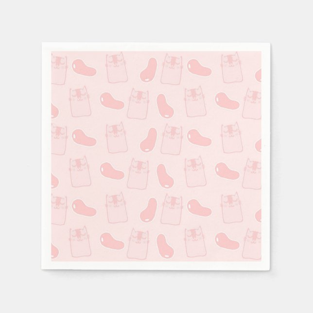 Pink Cats and Jellybeans Pattern Napkins (Front)