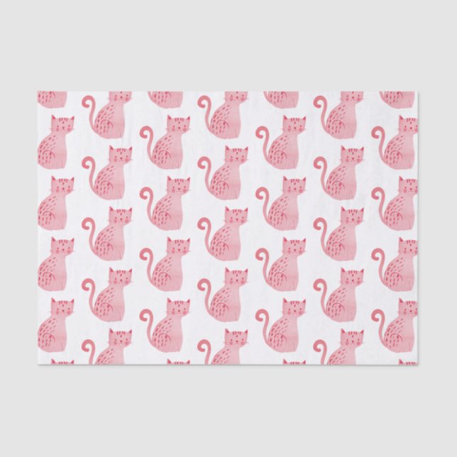 Pink Cats Birthday Tissue Paper (Front)