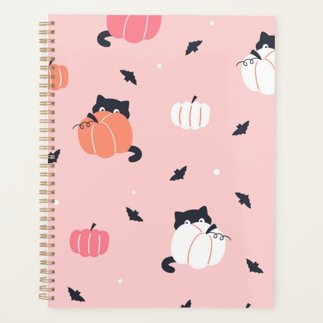 Pink cats Halloween  Planner (Front)