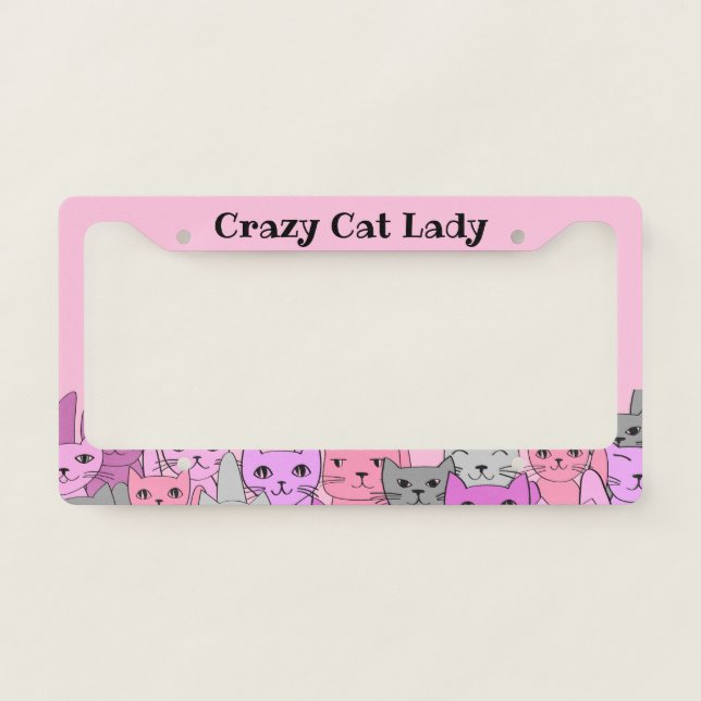 Pink Cats License Plate Frame (Front)