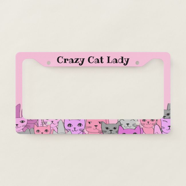 Pink Cats License Plate Frame
