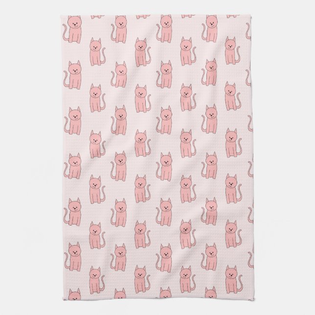 Pink Cats. Pattern Towel (Vertical)