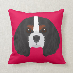 Pink Cavalier King Charles Spaniel Throw Pillow
