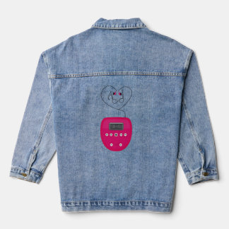 Pink CD Player with Earphones Kissing Denim Jacket