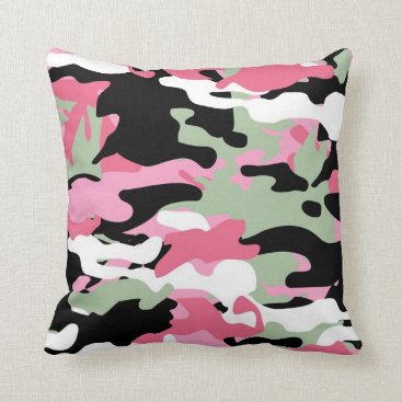Pink & Celadon Green Camo Throw Pillow Pink & Celadon Green Camo Throw Pillow