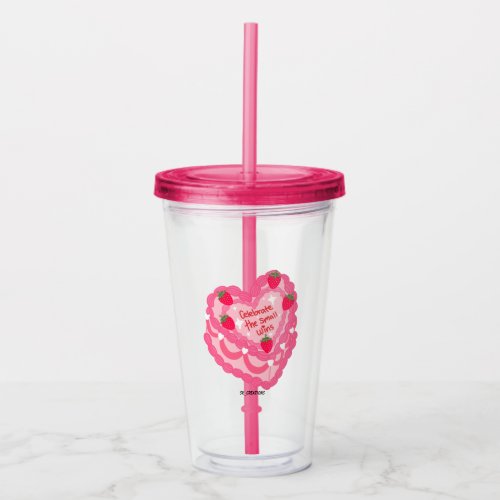 Pink Celebrate The Small Wins Vintage Heart Cake Acrylic Tumbler
