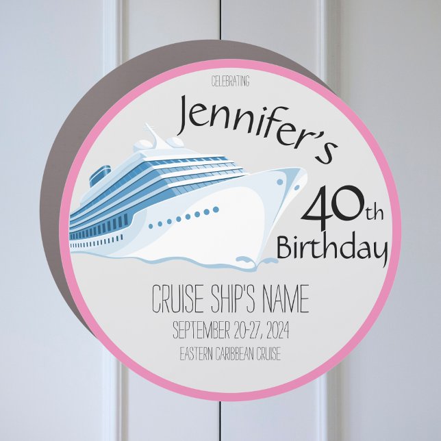 Pink Celebrating Birthday Cruise Door Decor Car Magnet (Creator Uploaded)