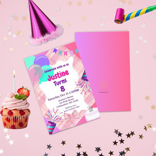Pink Celebration Birthday Invitation- Any Theme Invitation