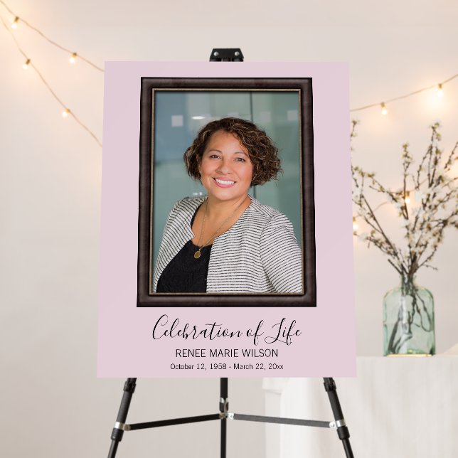 Pink Celebration of Life Framed Photo Foam Board (In Situ (Stand))