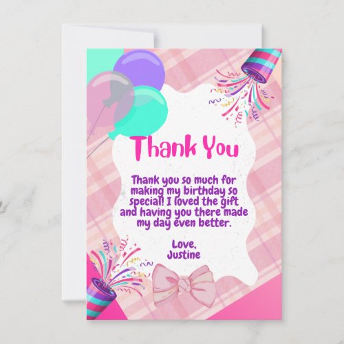 Pink Celebration Thank You Card