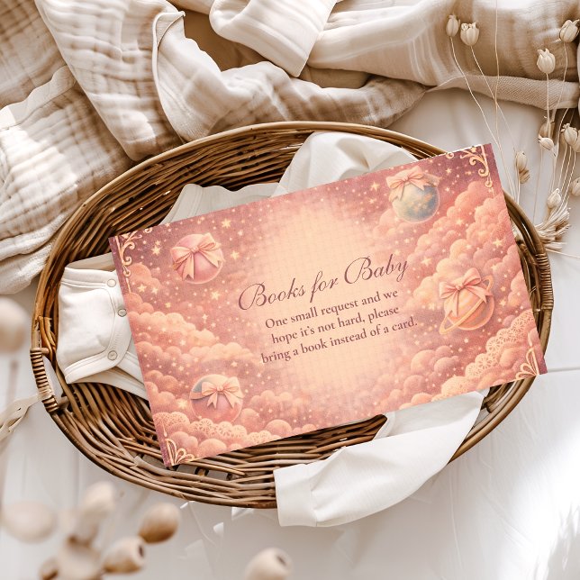 Pink Celestial Bows Clouds Books for Baby Enclosure Card (Creator Uploaded)