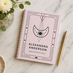 Pink Celestial Starry Crescent Moon Appointment Planner