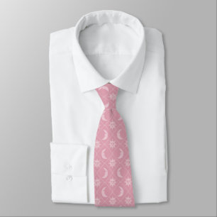 Pink Celestial Sun And Moon Neck Tie