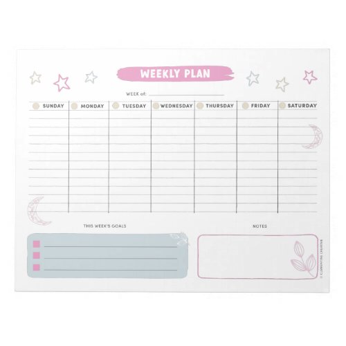 Pink Celestial Weekly Planner Notepad
