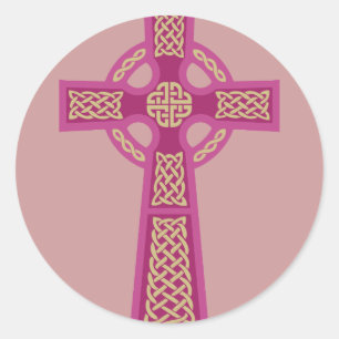 Pink Celtic Cross Stickers