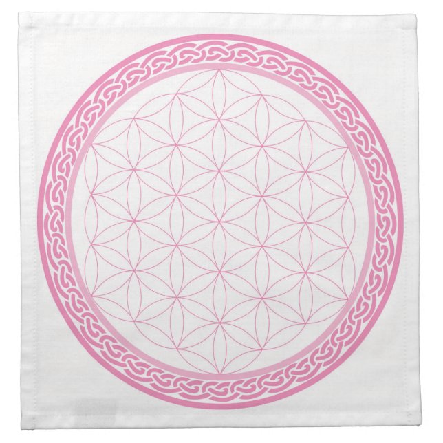 Pink Celtic Flower of Life Crystal Grid for Love Napkin (Front)