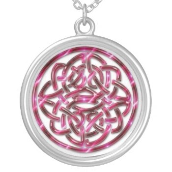 Pink Celtic Knot Silver Plated Necklace by angelworks at Zazzle