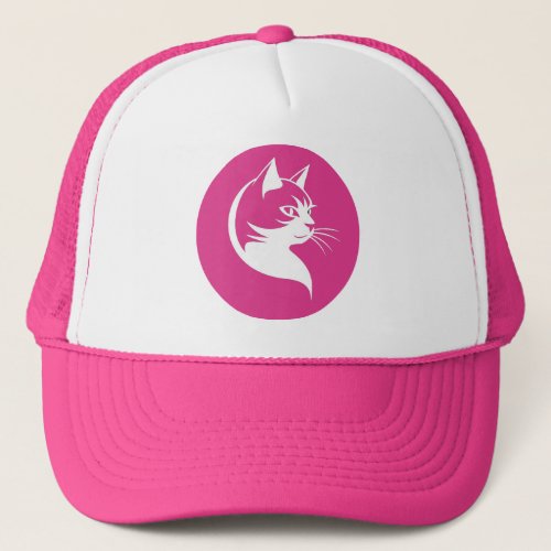 Pink Cercle Cat Design  Trucker Hat