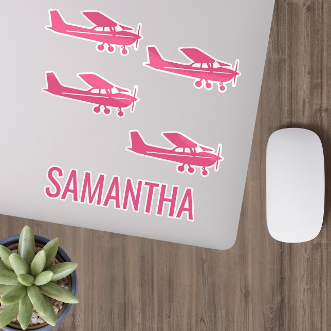 Pink Cessna Airplane Girly Chic Fun Custom Sticker (Creator Uploaded)