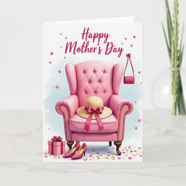 Pink Chair Mothers Day Scene Card (Front)