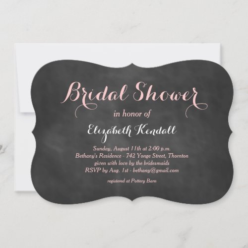 Pink Chalk Bridal Shower Invitation