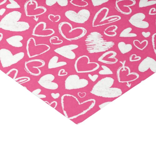 Pink Chalk Heart Cute Love Pattern Valentines Day Tissue Paper