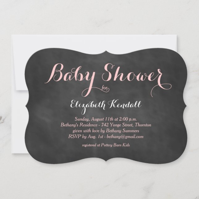 Pink Chalkboard Baby Shower Invitation (Front)