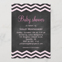 Pink Chalkboard Baby Shower Invitation