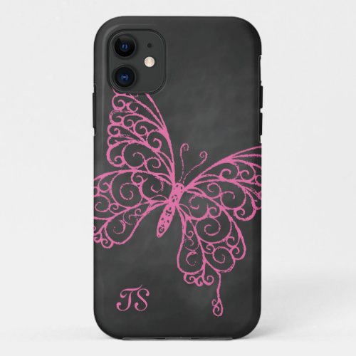 Pink Chalkboard Butterfly iPhone 5 Case_Mate ID iPhone 11 Case