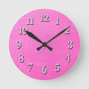 Pink Chalkboard Design Round Clock