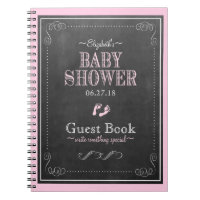 Pink Chalkboard Footprints Baby Shower Guest Book