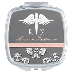 Pink Chalkboard Registered Nurse RN Caduceus Compact Mirror