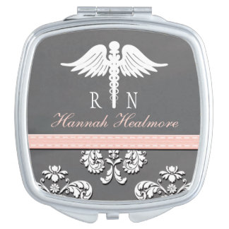 Pink Chalkboard Registered Nurse RN Caduceus Compact Mirror