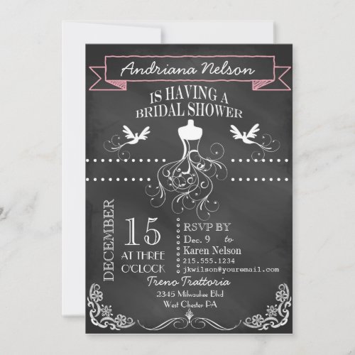 Pink Chalkboard Wedding Shower Invitation