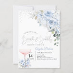 Pink Champage Brunch Bubbly Dusty Blue Roses Invitation at Zazzle