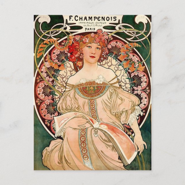 pink champagne - Art Nouveau Postcard (Front)