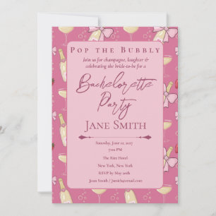 Pink Champagne Bachelorette Party Customizable Invitation
