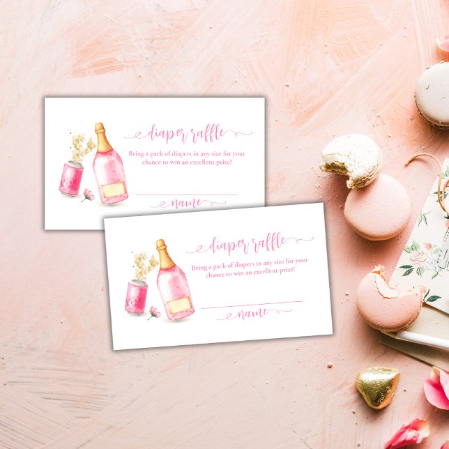 Pink Champagne Beer Diaper Raffle Baby Shower  Enclosure Card (Pink Champagne Beer Diaper Raffle Baby Shower Enclosure Card)