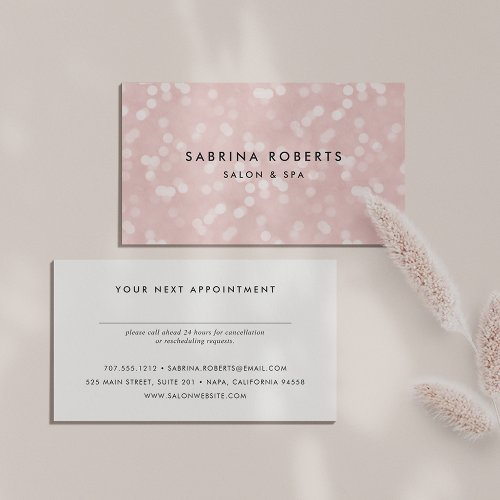 Pink Champagne Bokeh Appointment Card