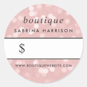 Pink Champagne Bokeh   Boutique Price Sticker