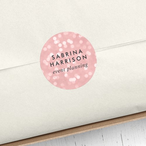Pink Champagne Bokeh  PersonalizedBusiness Name Classic Round Sticker
