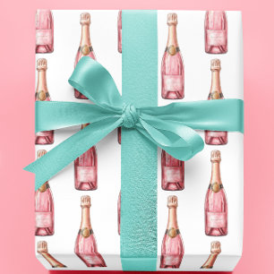 Pink Champagne Bottles Celebration Wrapping Paper