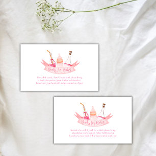 Pink Champagne Bottles Feet Books For Baby Shower  Enclosure Card