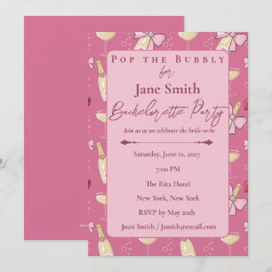 Pink Champagne Bridal Celebration Customizable Invitation