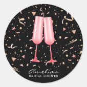 Pink Champagne Bridal Shower Classic Round Sticker (Front)