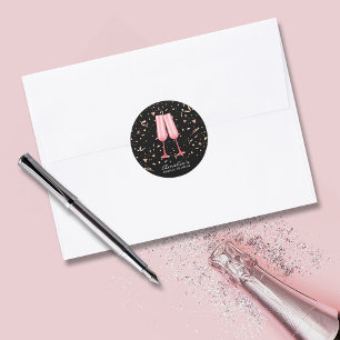 Pink Champagne Bridal Shower Classic Round Sticker
